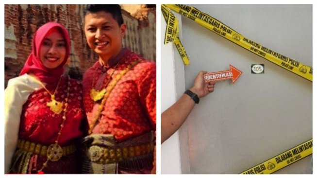 66907 kolase foto arya daru saat bersama istrinya meta bagus dan tkp di indekos kawasan menteng.jpg