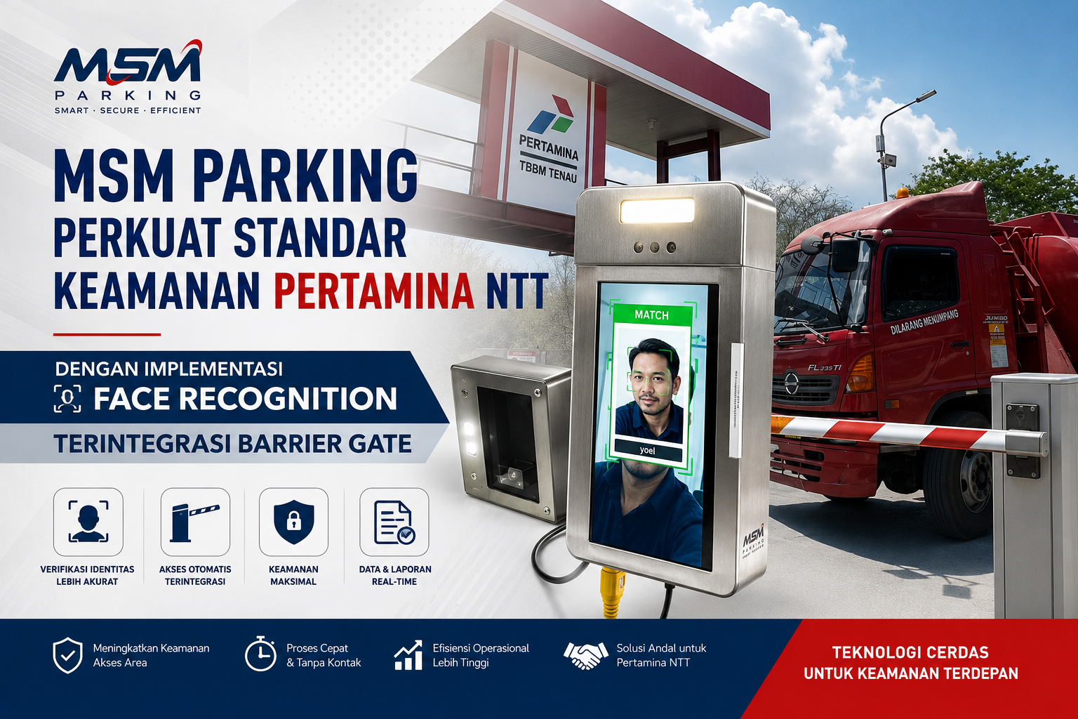 MSM Parking Perkuat Standar Keamanan Pertamina NTT dengan Implementasi Face Recognition Terintegrasi Barrier Gate